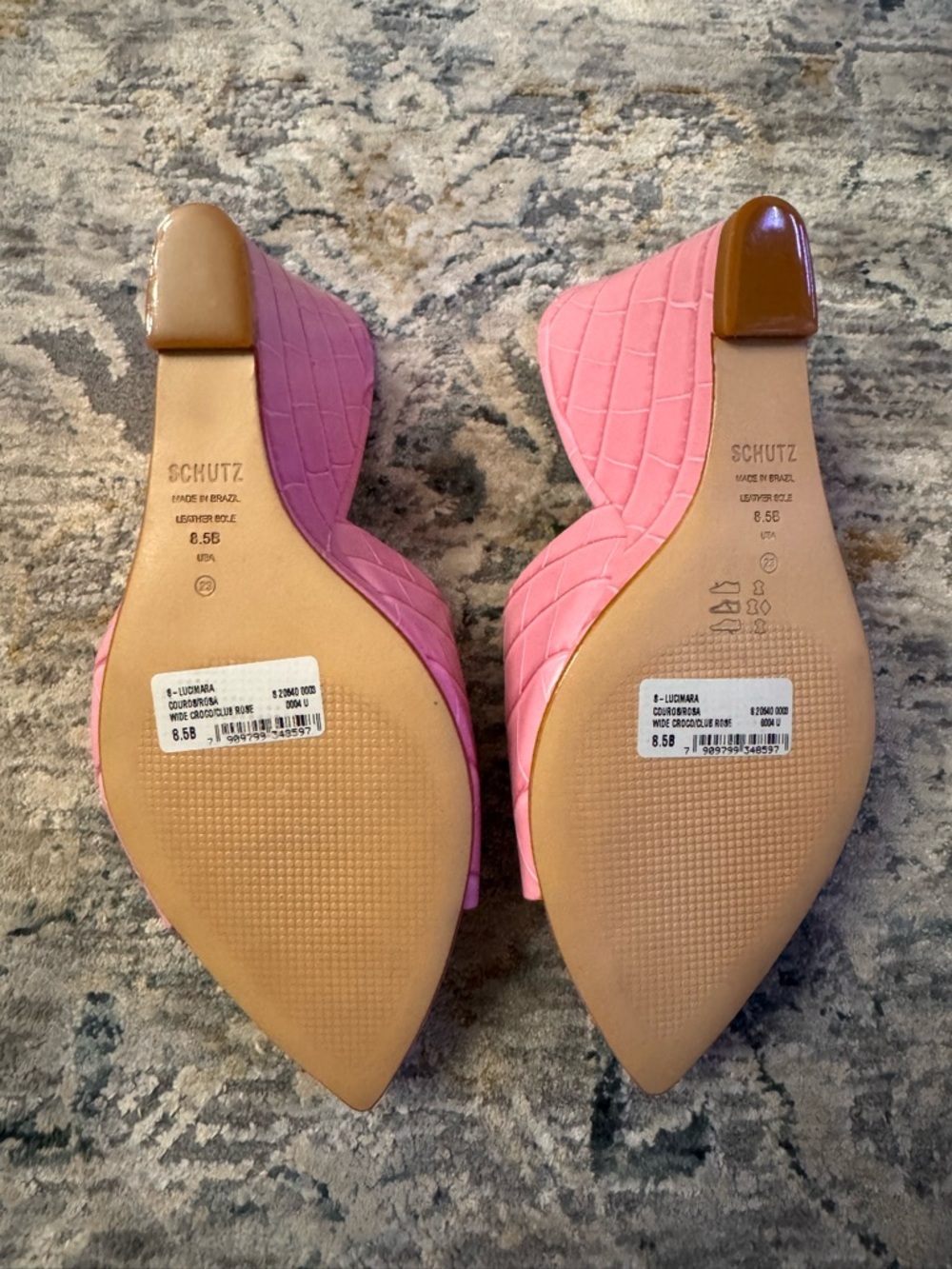 SCHUTZ 8.5 LUCIMARA COUROS/ROSA WIDE CROCO/CLUB ROSE - Picture 7 of 8